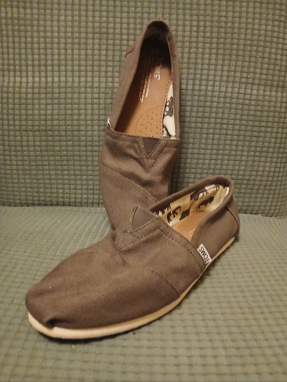 Toms Womens Brown Canvas Slip-On Casual Shoes Sz 8 (093026A)